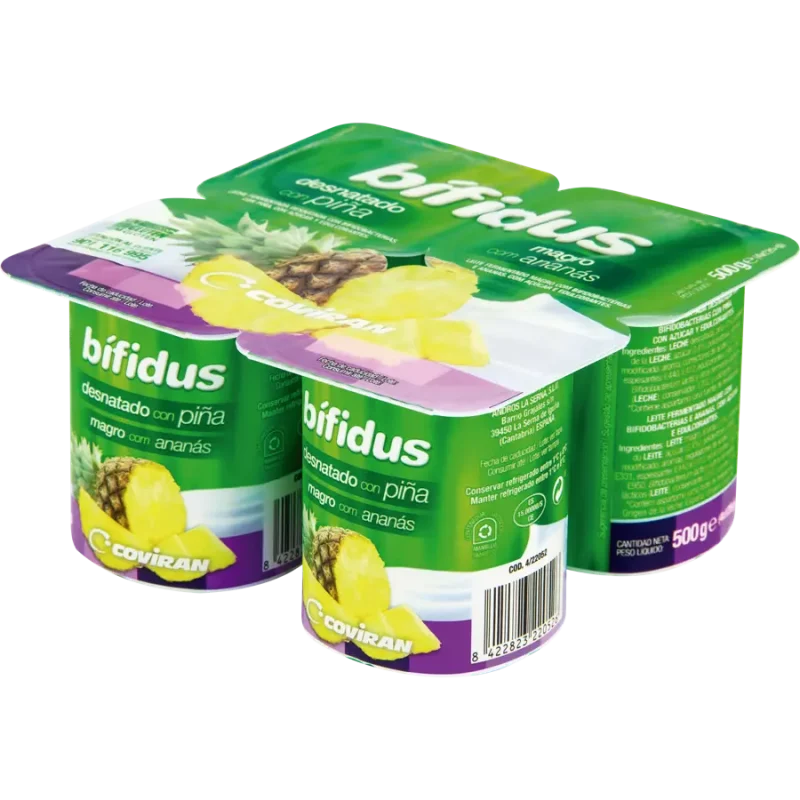 Yogur Bífidus Desnatado Piña Coviran 4 unid