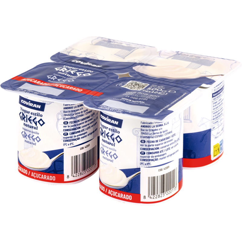 Yogur Griego Natural Azucarado Coviran 4 unid