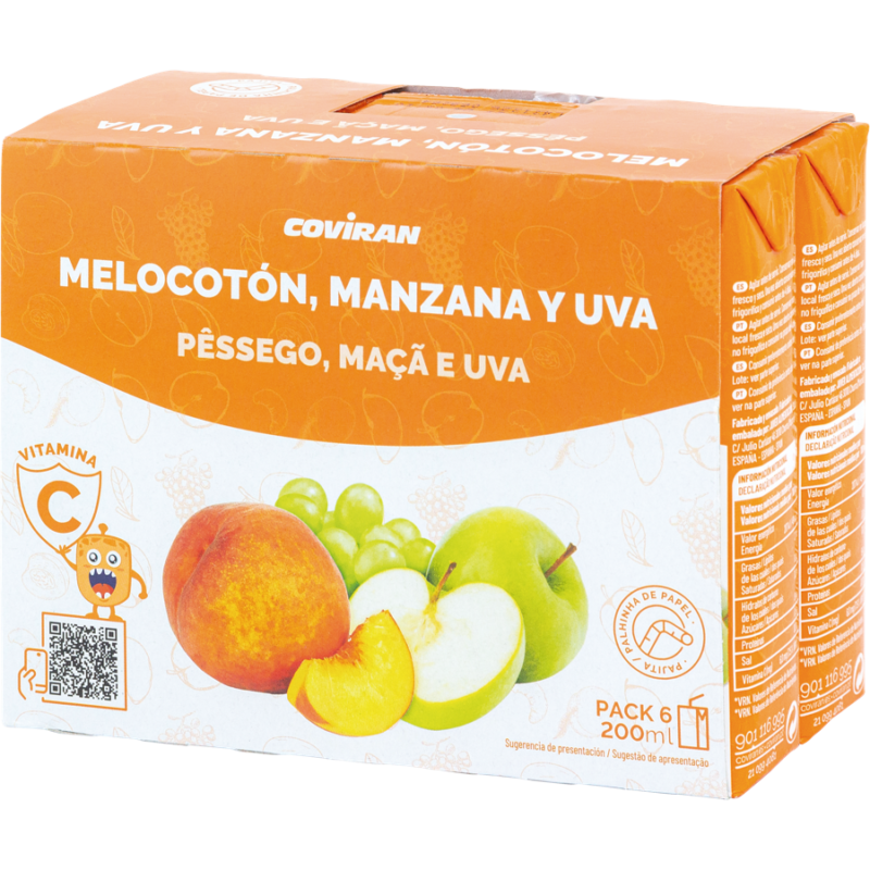 Zumo Melocotón-Manzana-Uva Coviran P-6