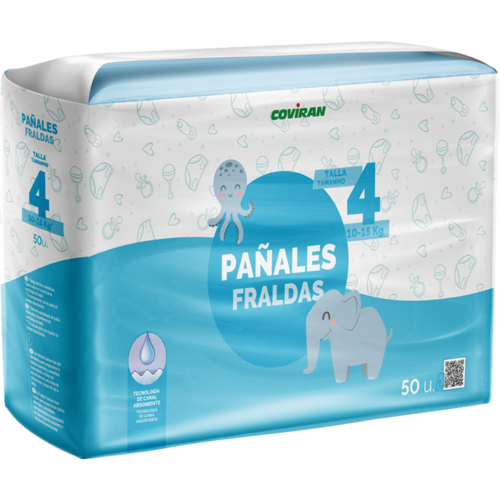 Pañal Talla 4 10-15 Kg Coviran 50 Unidades