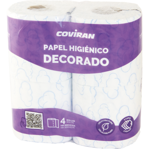 Papel Higiénico 3 Capas Decorado Coviran 4 Unid