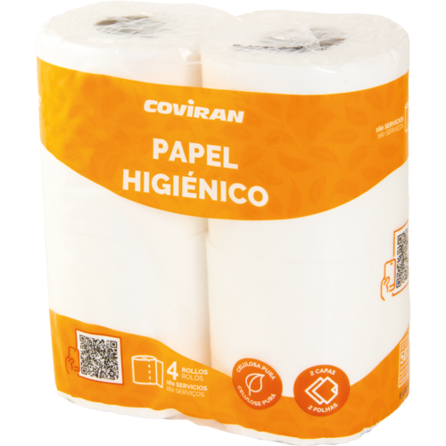 Papel Higiénico 2 Capas Blanco Coviran 4 Unid