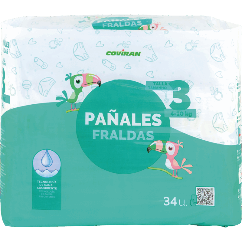 Pañal Talla 3 4-9 KG Coviran 34 Unidades