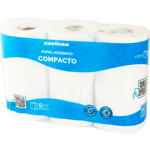Papel Higiénico 2 Capas Compacto Coviran 6 Unid