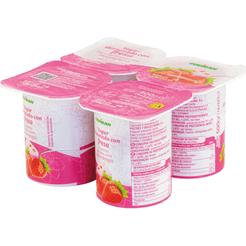 Yogur Desnatado con Fresa Coviran 4 unid