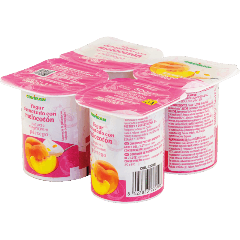 Yogur desnatado con melocoton 4 unid