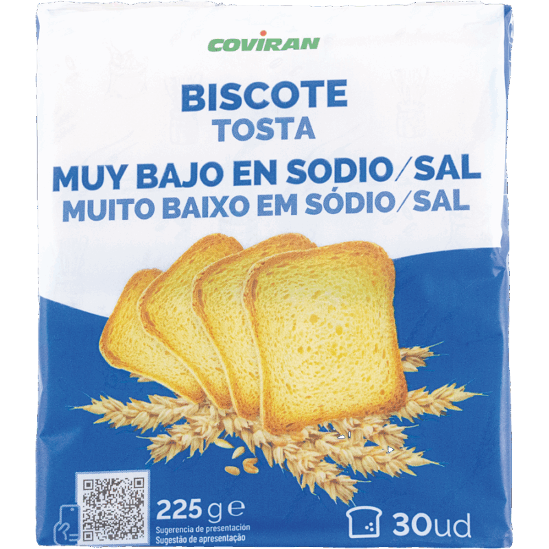 Biscotes Sin Sal / Sin Azúcar Coviran 30 Unidades