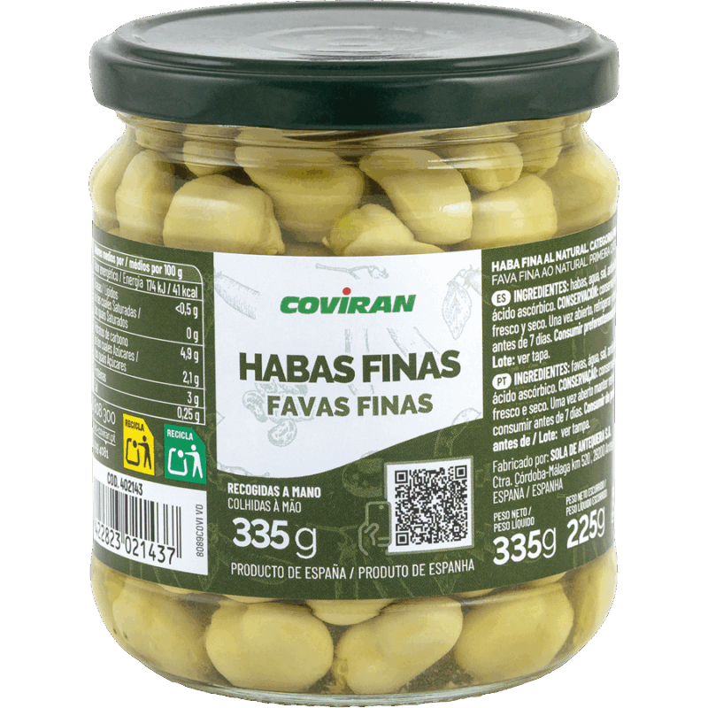 Habas finas al natural. Primera