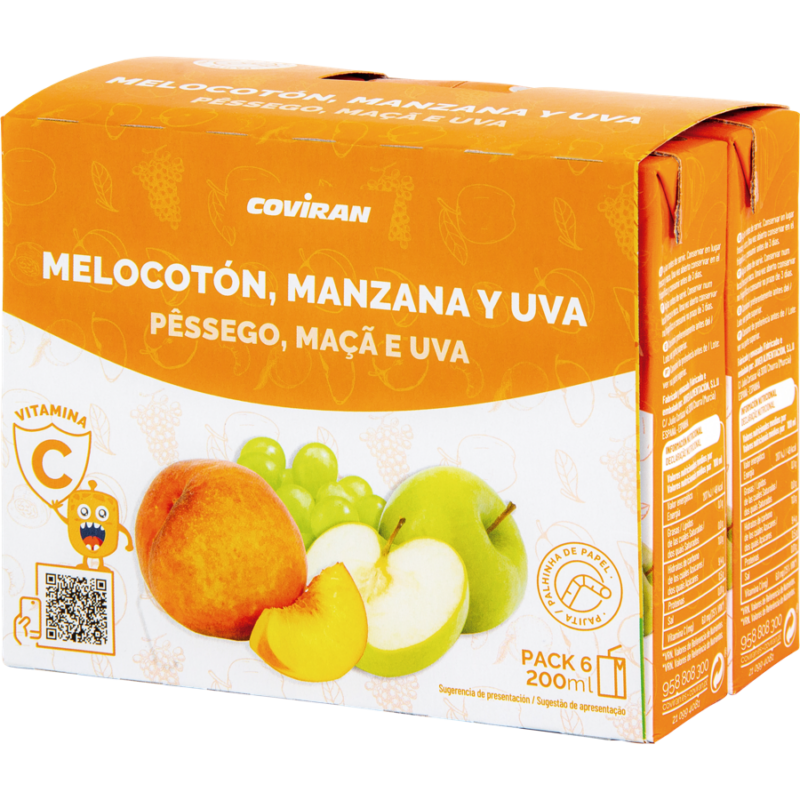 Zumo Melocotón-Manzana-Uva Coviran P-6